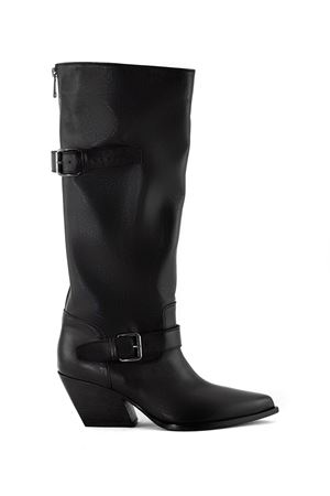 Black leather Texan boot ELENA IACHI | E4333NEROCF